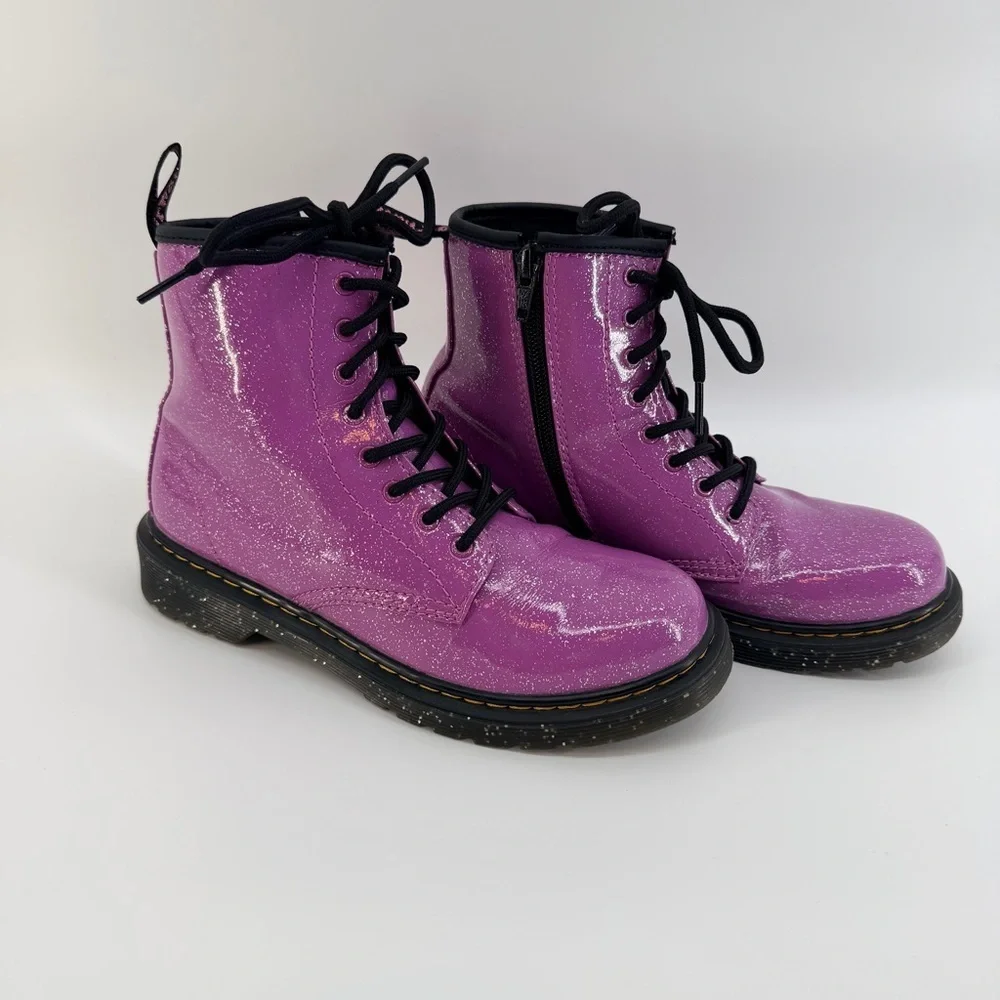 Dr. Martens 1460 Glitter Lace Up Boots in Pink Purple